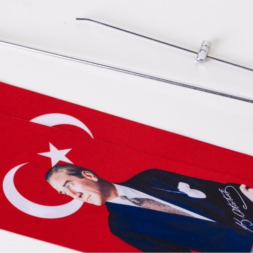 Atatürk & Turkish Flag Double Desk Flag - Satin - 8.5X25 cm