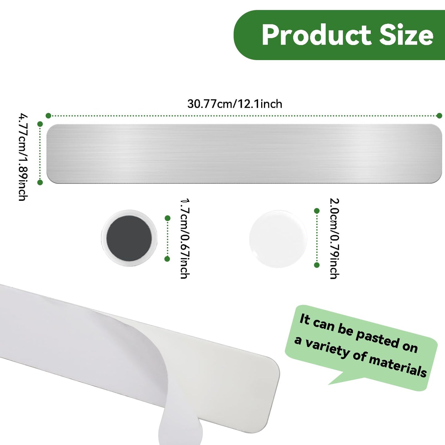 ZDZBLX Magnetic Board 6Pcs, Magnet Bulletin Board Frameless Stainless Steel Iron Board Strips, Adhesive Backing Metal Magnet Boards,Memo Strip for Wall School Office Home Use,Includes 10 White Magnets
