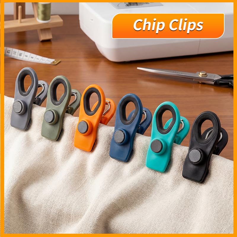 Hedameili 12-Pack Colored Magnetic Chip & Bag Clips - Kitchen Food Organizer