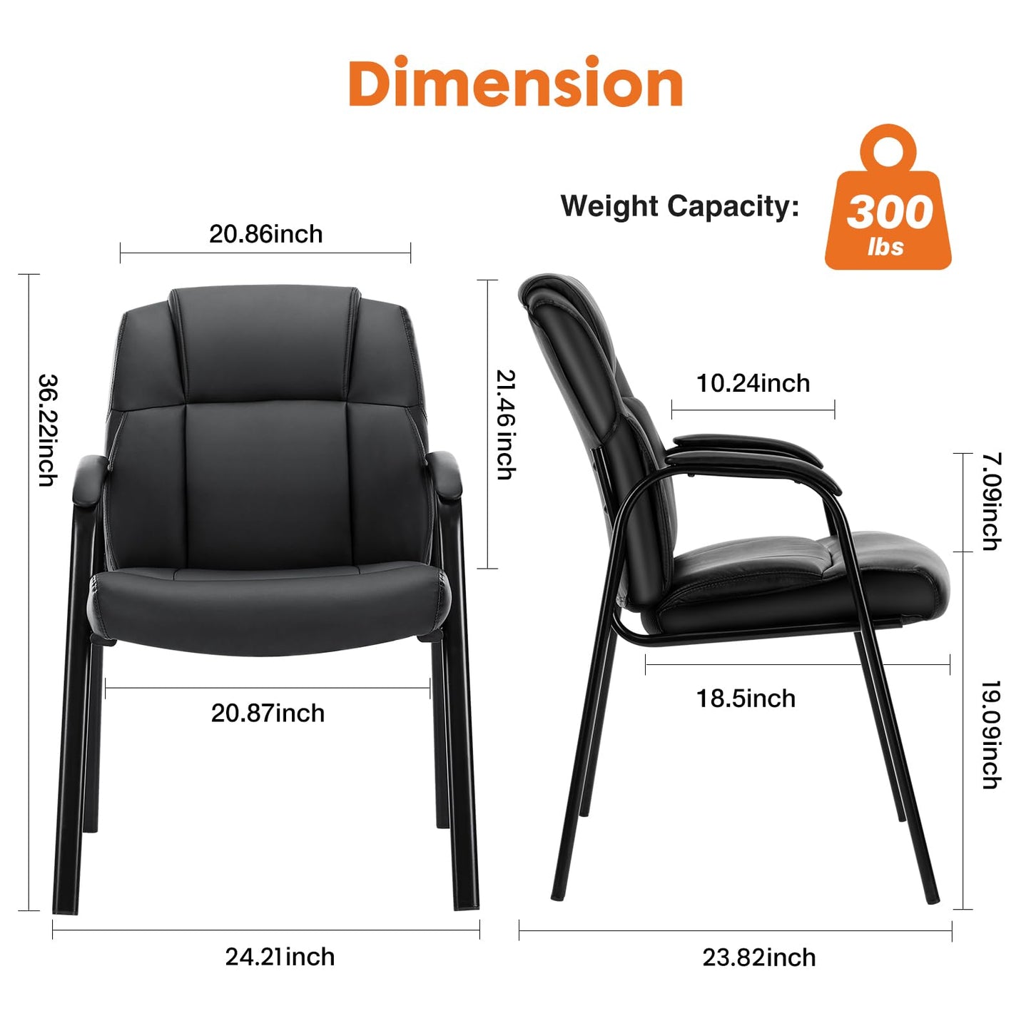 Sweetcrispy Waiting Room Chairs Set of 4, PU Leather Big and Tall No Wheels Executive Office Chair with Padded Arms for Reception Conference Room Lobby
