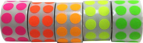 InStockLabels.com 1/2" Color Coding Dot Stickers - Fluorescent Collection - 5,000 Total Labels