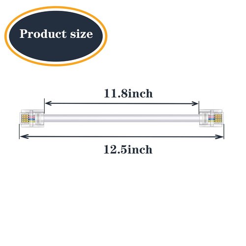 3-Pack RJ11 Telephone Extension Cord - 1FT Landline Phone & Fax Cable | White