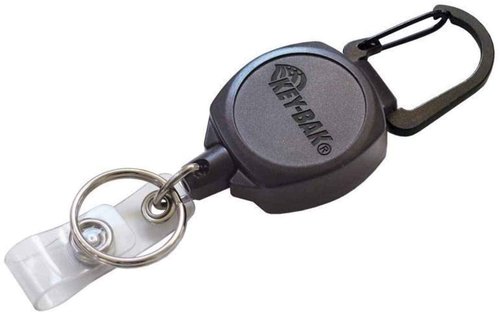 Key-Bak Sidekick Professional Heavy Duty Self Retracting ID Badge/Key Reel with Retractable Kevlar Cord, 24" Black (10 Count)