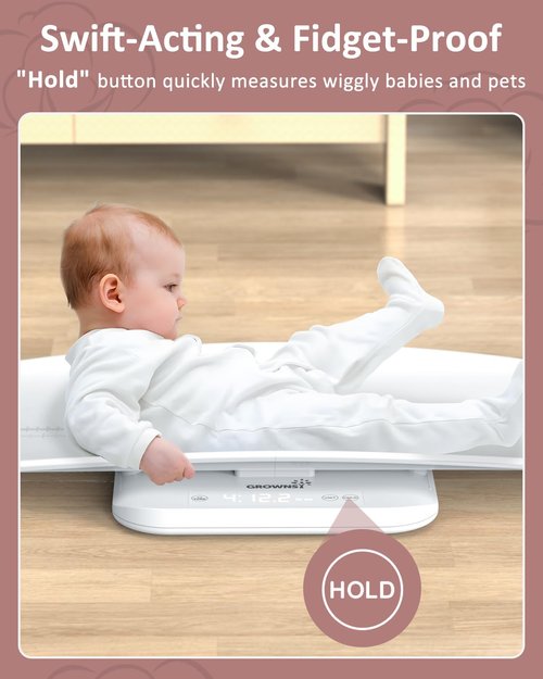 GROWNSY Smart Baby & Pet Scale - Digital Weight Tracker with App | Supports Up to 330 lbs, 27-Inch Height Measurement