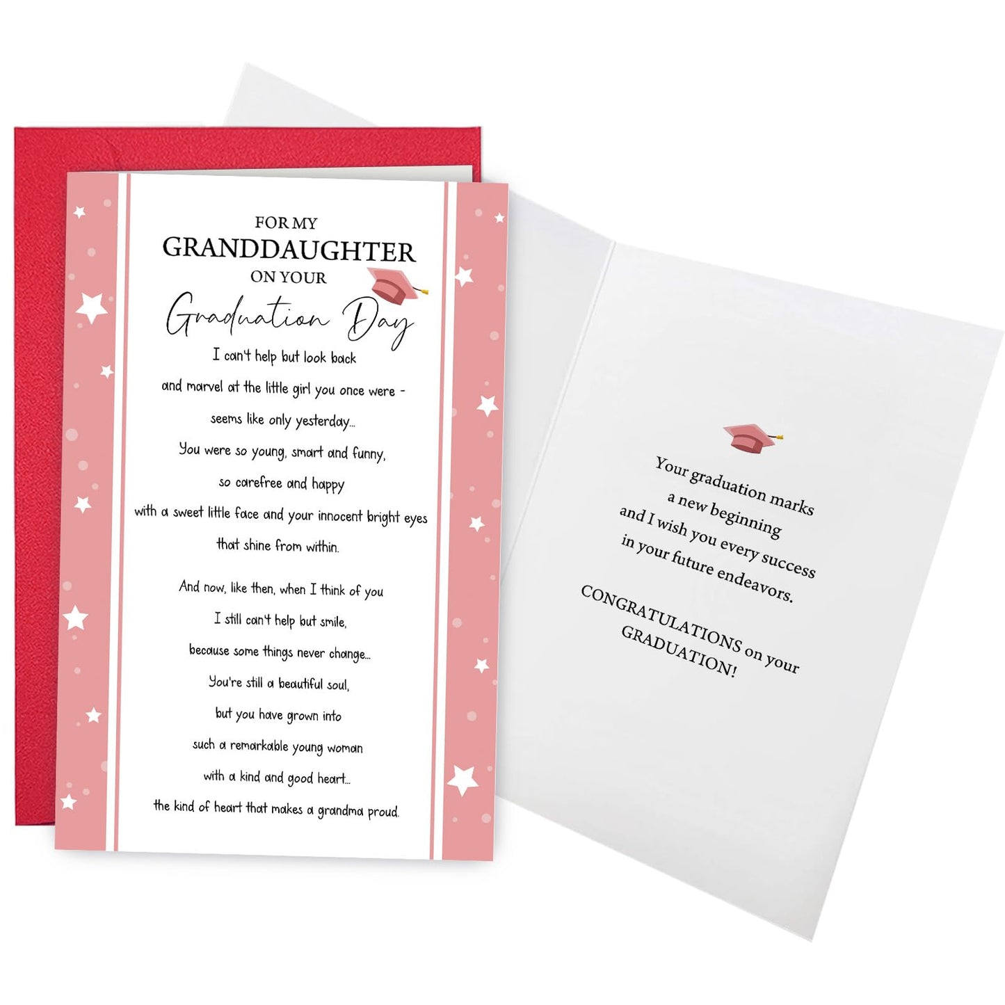 Ogeby Heartfelt Granddaughter Graduation Card, Poem Congratulations Card from Grandpa, For My Granddaughter On Your Graduation