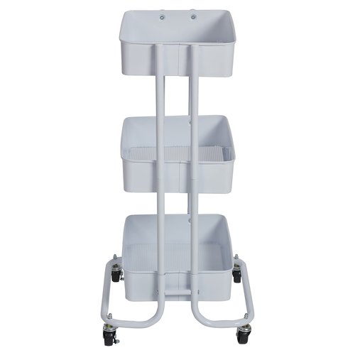 ECR4Kids 3-Tier Metal Rolling Utility Cart, Multipurpose Storage, White