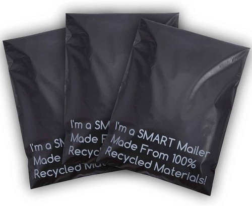 SMART 12x15.5 Recycled Poly Mailers - 100 Pack of Black Eco-Friendly Packaging Mailing Bags | Recyclable & Sustainable, Cute & Stylish Small Business Supplies | 2.5 Mil Thick - 100 Pack