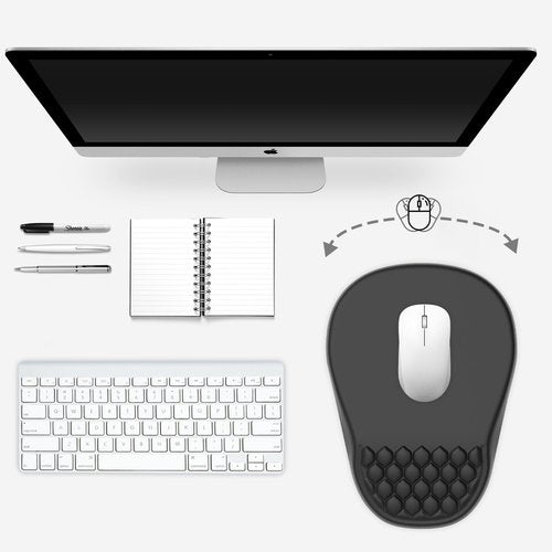 Ergonomic Mouse Pad Wrist Support, with Memory Foam & Non-Slip PU Base, Comfortable Massage Design Mouse Pad Relieve Wrist Fatigue&Pain, Suitable for Computer, Office and Home(01Black)