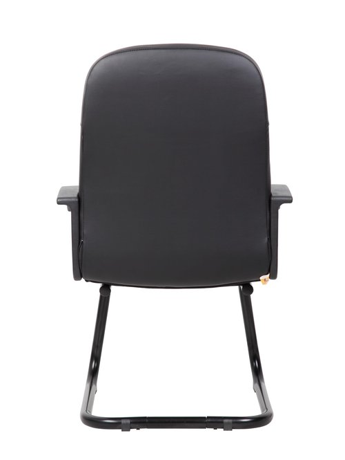 Boss Office Products Executive Leather Budged Guest Chair in Black