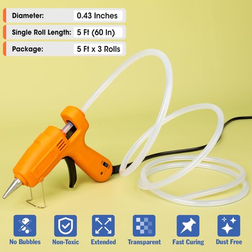 3 Pack Hot Glue Sticks Rolls, Full Size 5 FT Long x 0.43" Diameter Glue Sticks for Glue Gun, Widely Used in Wood, Metal, Glass, Plastic, Floral, Fabric, and More