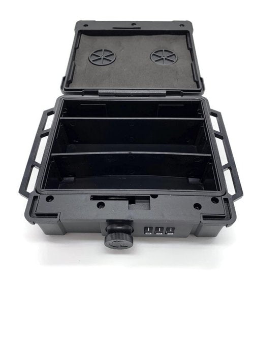 Waterproof Magnetic Locking Storage Box with Inner Dividers, Hide-A-Key Magnet Mount Box, Black, Medium