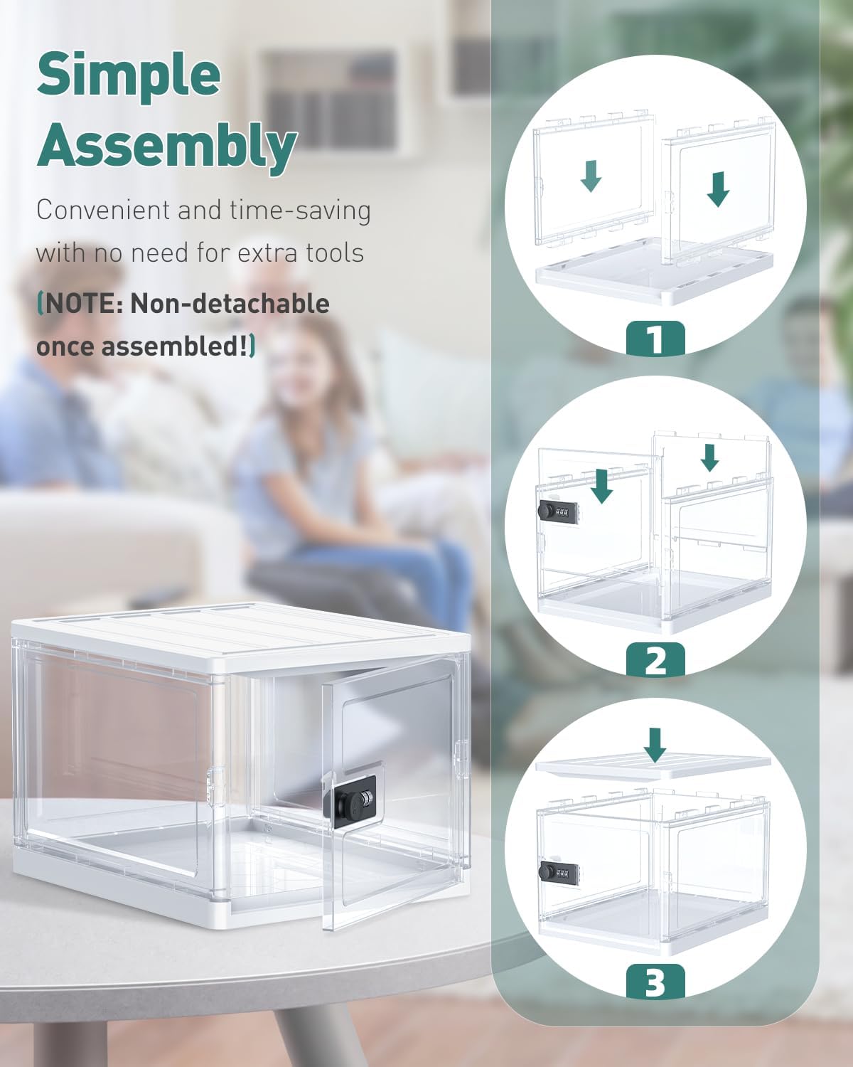 Uniclife Medicine Lock Box with Combination Lock 13 L Large Locking Medication Box Lockable Storage Box for Personal Items Phones Food & Snacks Stackable Fridge Lock Box for Home Office and School