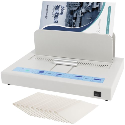 Thermal Binding Machine 500 Sheets Capacity Book Binding Material 110V Binding Machine A3(Short Edge)/A4/A5 Document Heat Binder with 10Pcs Covers (White)