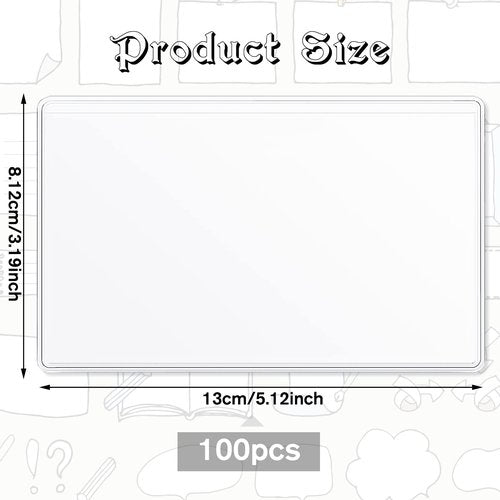 100 Self-adhesive Index Card Pockets Label Pockets sleeves with Top Open for Business Cards, Clear Plastic Sticky Labels Holders for Storage Bins Library Cards, Organizing Totes Shelves(5.28 x 3.65'')