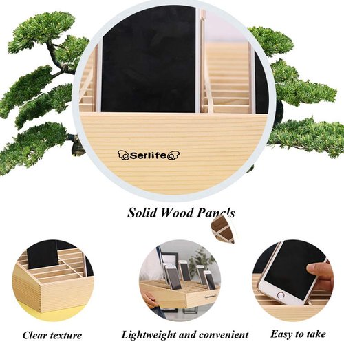 No-branded Serlife Wood Cell Phones Storage Box Pencil Mobile Phone Holder Classroom Desktop Organizer (Maple, 36 Cells)