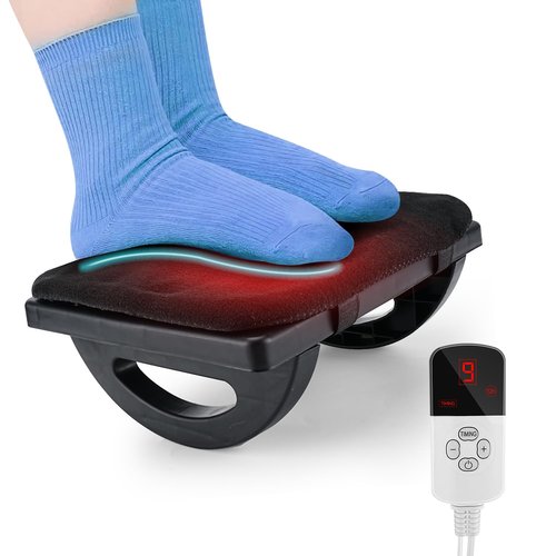 ErgoRest Adjustable Height Foot Rest for Under Desk, Heated & Temperature Controlled Foot Stool for Office & Travel - Relieves Back Pain