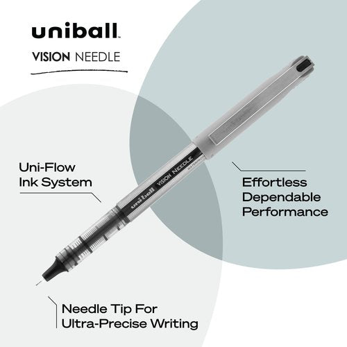 uniball Vision Rollerball Pens, Fine Point (0.7mm), Black, 36 Pack