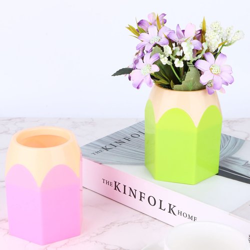 6pcs Pencil Shaped Pen Holders,Pencil Storage Organizer,Cute Desktop Pen Cup,Makeup Brush Container,Pencil Pot,Cartoon Stationery Rack,Creative Stationery Storage,for Office Home Decoration