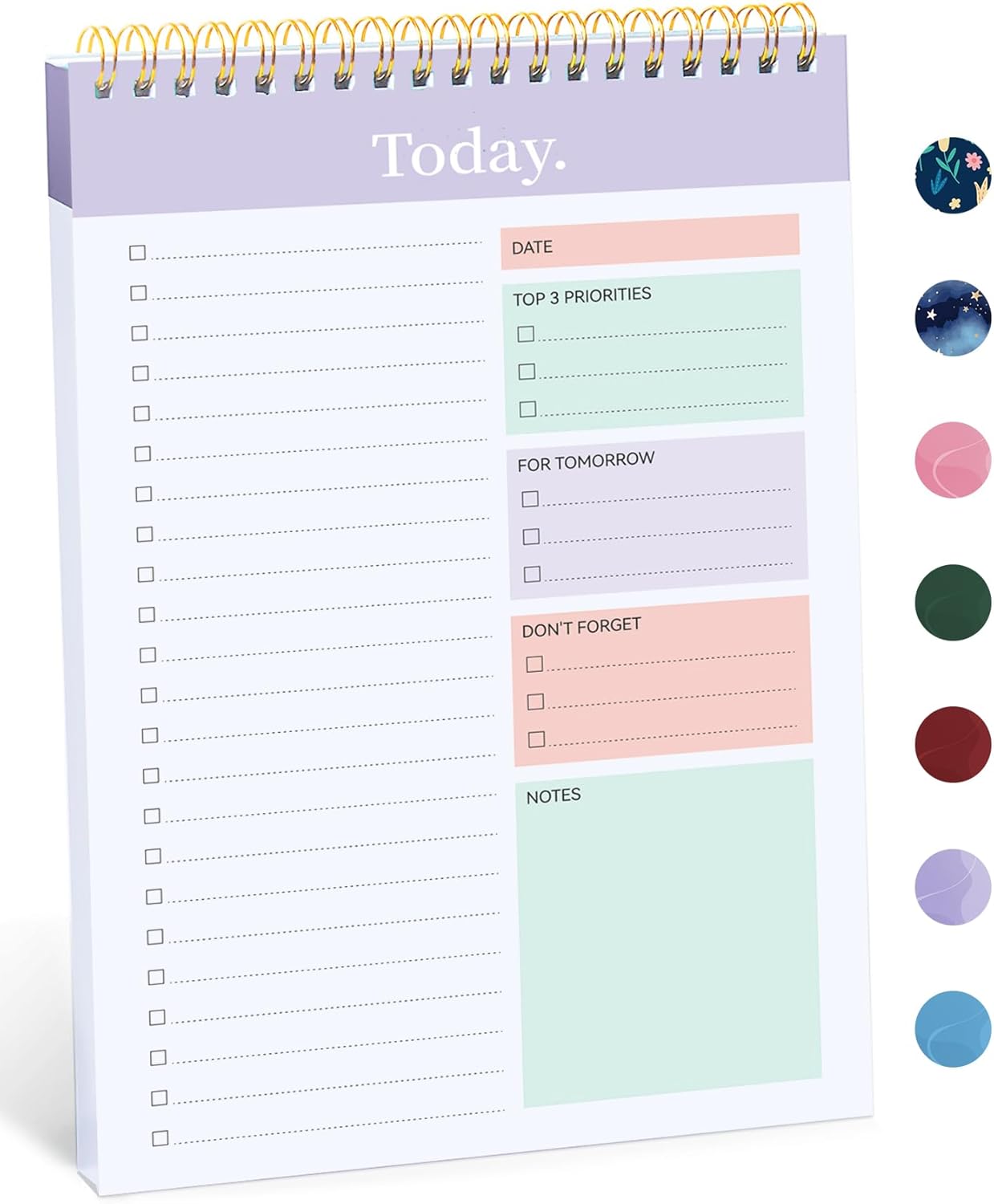 Taja To Do List Notepad - Undated Daily Planner with 52 Sheets | 9.8" x 6.5" for Work & Home - Violet Dream