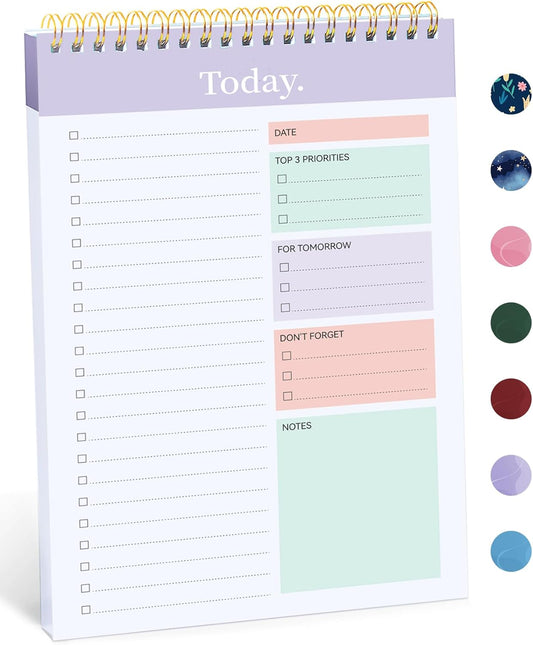 Taja To Do List Notepad - Undated Daily Planner with 52 Sheets | 9.8" x 6.5" for Work & Home - Violet Dream