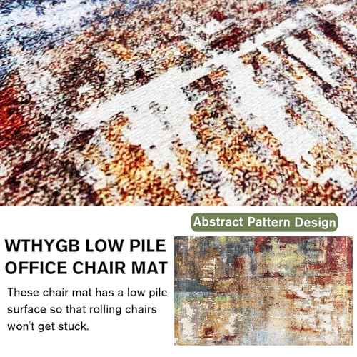 WTHYGB Office Chair Mat for Hardwood Floor Abstract Washable Desk Throw Rug for Rolling Chair Non-Slip Computer Chair Protector 36¡±x60¡±