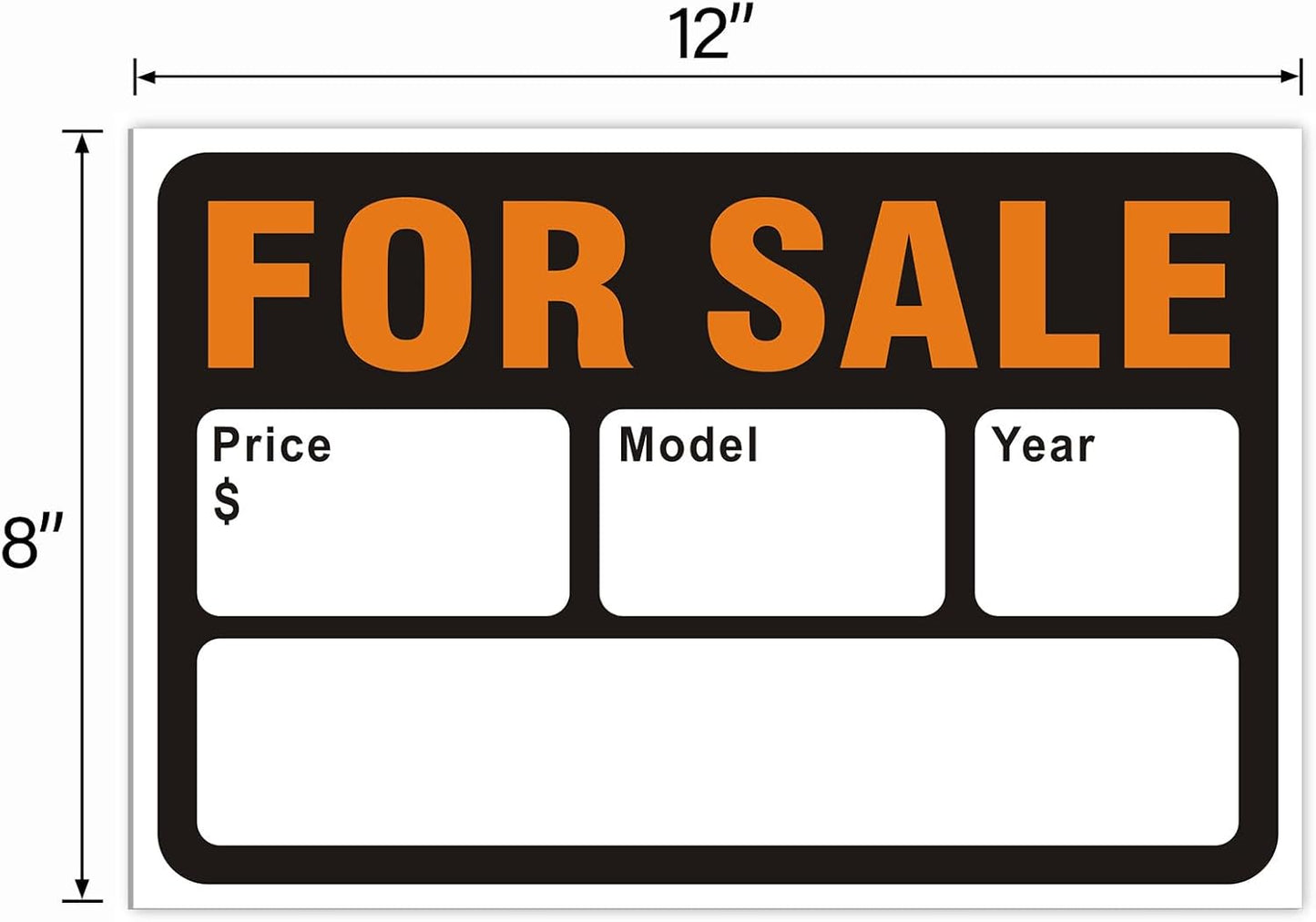 Skiennix Reflective Vinyl Car Sale Signs - Waterproof, Writeable 12x8 Inch Stickers | Black & Orange