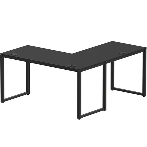 SHW 55 x 60 Inches Commercial-Grade L-Shape Corner Office Computer Desk, Black
