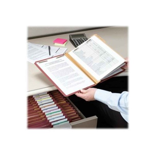 Smead 100% Recycled Pressboard Classification File Folder, 3 Dividers, 3" Expansion, Letter Size, Red, 10 per Box (14099)