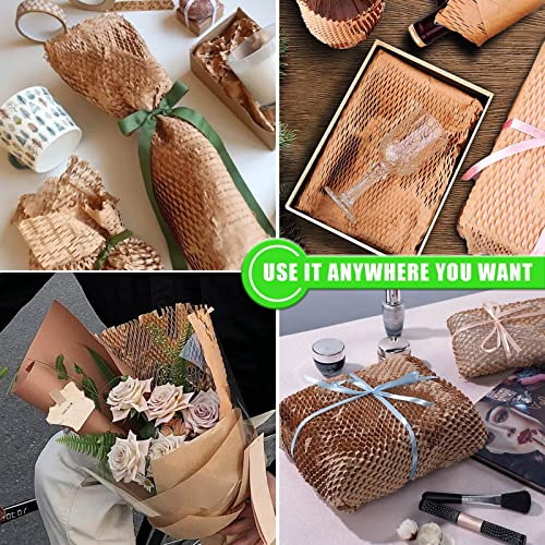 Honeycomb Packing Paper Roll 15x400' Eco-Friendly Moving Wrap with Fragile Stickers