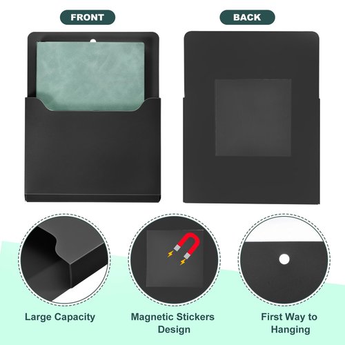 uxcell 6 Pcs Magnetic File Holder, Magnetic Paper Holder for Classroom Refrigerator, Magnetic Wall File Organizer File Holder Paper Letter Organizer Storage Black