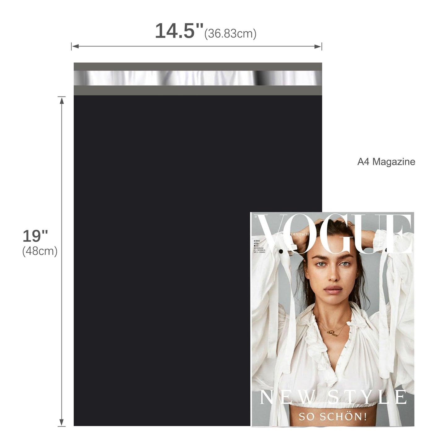 Fuxury Poly Mailers 14.5x19" 400 Pcs Bulk Black Shipping Bags for Clothing Strong Adhesive Shipping Envelopes for Small Business Suppliers Waterproof Mailers Poly Bags Mailing Envelopes