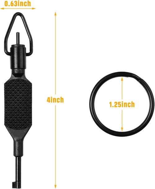JOTOVO Universal Handcuff Key - 4" Flat Knurled Swivel Design with Detachable Keyring | Black