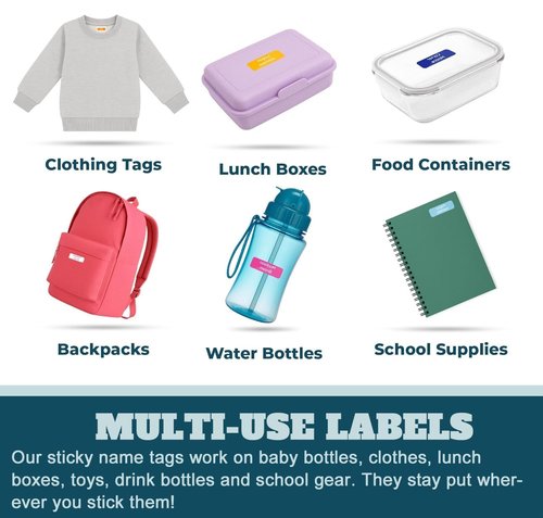 Personalized Waterproof Name Labels Custom Stickers for Books, Toys, School Supplies, Lunch Boxes Kids, Toddlers