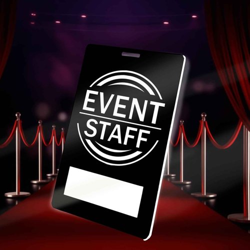 50 PVC Event Staff Lanyards,Staff Pass,PVC Cards Black Lanyard and writable Staff Cards with Club Event,Party Event,Organizer Conference,Concert,Office Supplies