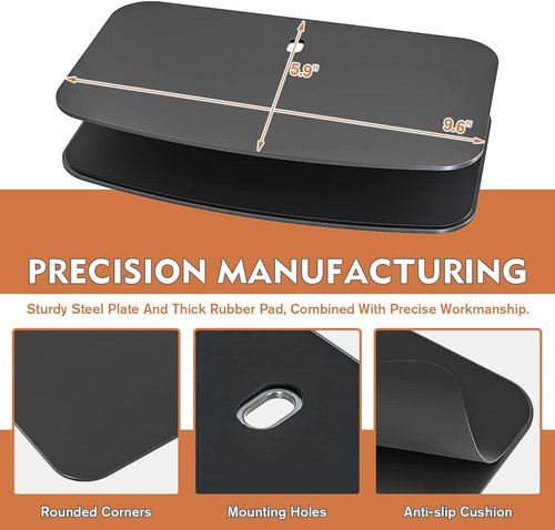 Hemudu Monitor Mount Reinforcement Plate - Universal Steel Bracket for Thin Glass Tabletops | HD05B-001