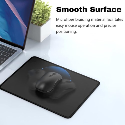 Mouse Pad, Gaming Pad, with Anti-Fray Stitching, Stitched Edges, Non-Slip Rubber Base-Durable, Portable, with Easy Glide, Quick Response, Water-Washable, Black
