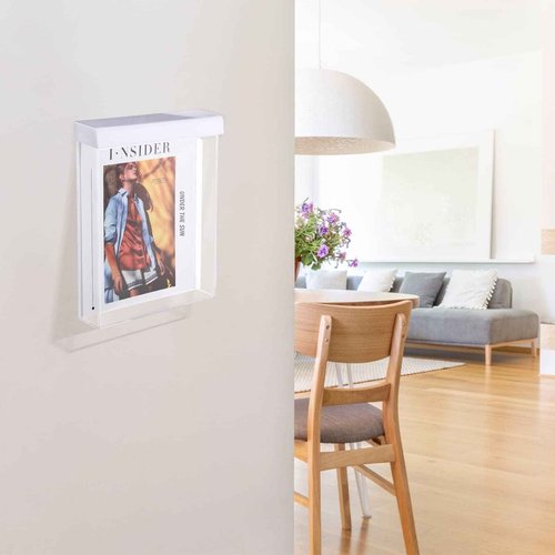 Remerry 4 Pcs Outdoor Brochure Holder 8.5 x 11 Inch Waterproof Acrylic Wall Mount Literature Box Dispenser with Lid, Clear Real Estate Brochure Box Holder for Document Pamphlet Display (White)