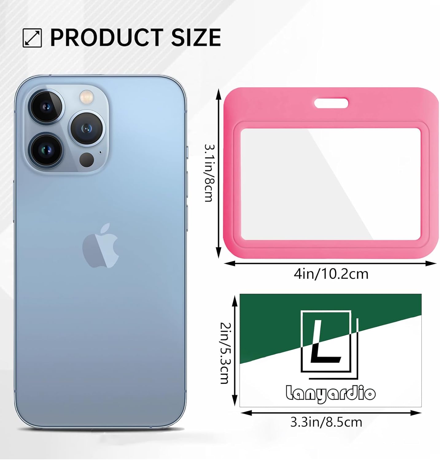 Skiennix ID Badge Holder - Double-Sided Horizontal Hard Plastic Case | Pink Card Protector for Office & School
