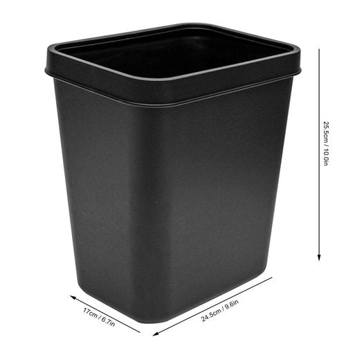 Gonetre 8L Rectangle Waste Container Bin Thicken Plastic Open Top Trash Can for Kitchen Bathroom Hotel Office 6.7in x 9.6in x 10in (Black)