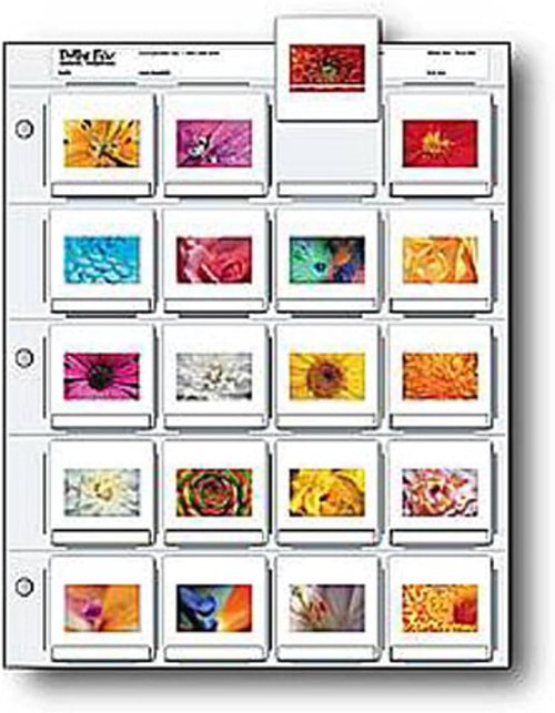 Print File 35mm Slide Pages - Holds 20 2x2" Mounted Transparencies, Top Loading, Pack of 25