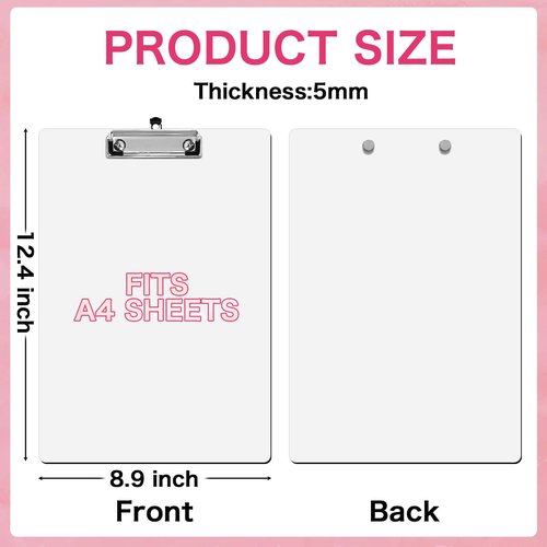 ToBeAce 8 Pack Sublimation Clipboard Blanks Double Sided, 8.9"x12.4" A4 MDF Clipboard Blanks Bulk, Sublimation Teacher Blanks for DIY Craft Gifts Classroom Office School Supplies, Letter Size
