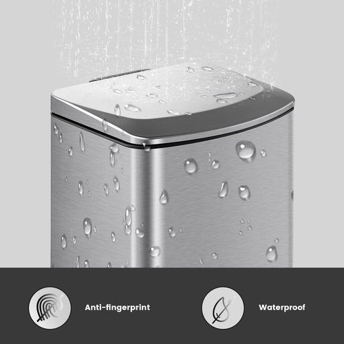 SYNCVIBE Bathroom Trash Can with Lid Soft Close 4 Gallon Small Kitchen Stainless Steel Garbage Can Rectangle Trash Bin for Narrow Office Kitchen Bedroom (Silver)