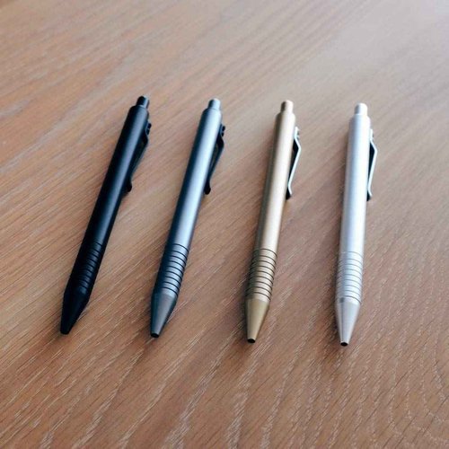 Everyman Grafton Full Click Refillable 0.7mm Gel Ink Pen, Gold | Sleek Anodized Aluminum EDC Pen with Deep Grooved Grip | Smooth Writing Pocket Pen for Office, Travel, Gifting & Daily Use