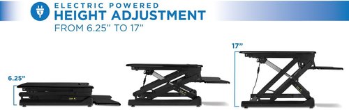 Mount-It! Electric Standing Desk Converter - 35.4" Ergonomic Sit-Stand Riser with USB Charging Port - Black
