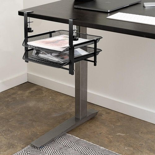 Baskiss Under Desk Clamp-on Organizer Drawers, Under Desk Clamp Storage Basket, Space Saving, No Need to Drill Hole Suitable for Home Office Art Supply Storage Trays