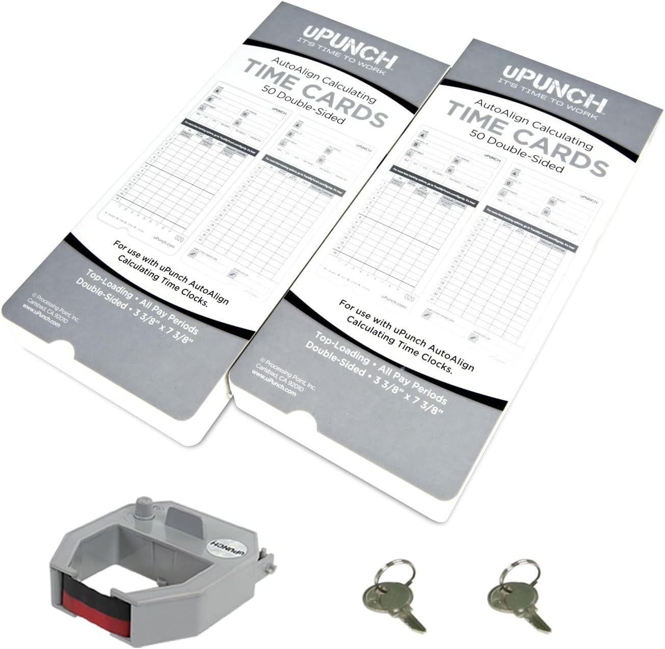 uPunch HN2500 Time Clock Bundle - Automatic Employee Time Tracking System with 100 Cards & Keys