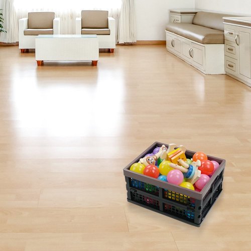 Nicesh 2-Pack Plastic Collapsible Storage Crate, 15 L Folding Storage Crate