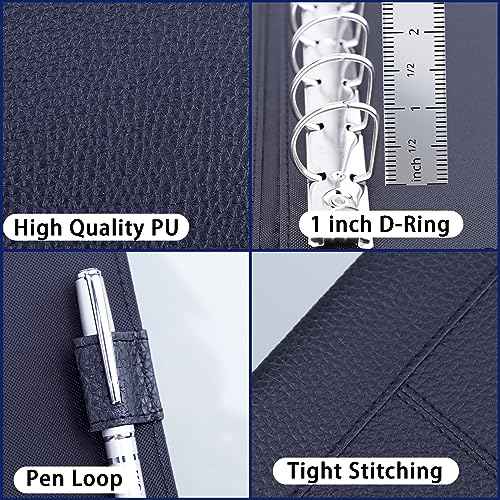 Antner 7 Ring Business Checkbook Binder for Business Checks, 600 Checks Capacity, PU Leather Check Book Binder Cover with Zipper Pouch, Executive Organizer Portfolio Holder for 9x13 Inch Sheets, Black