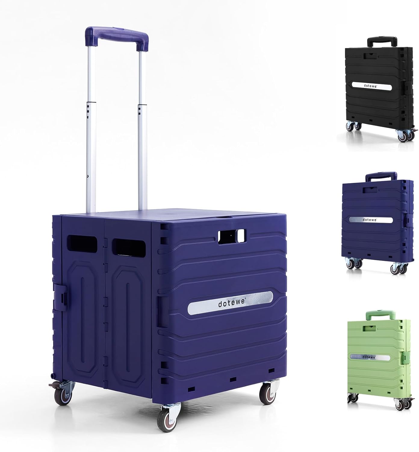 Skiennix Folding Utility Cart - Portable Rolling Handcart with Lid for Grocery & Storage - Purple