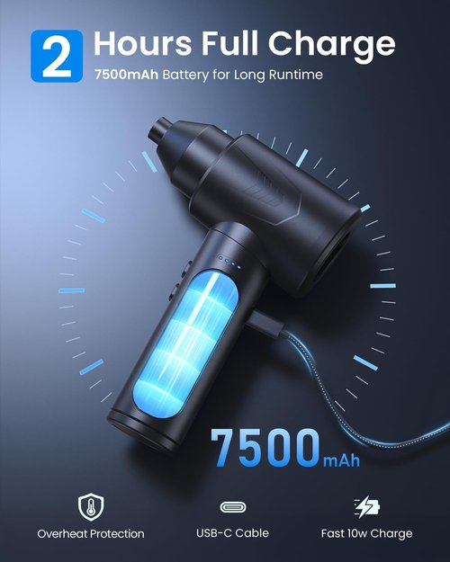 LOXP Electric Air Duster - 150,000 RPM Powerful Compressed Air Blower with LED Light & Fast Charging